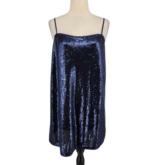 Free People Intimately Time To Shine Sequined Slip Dress Blue Size Medium - Picture 5 of 11